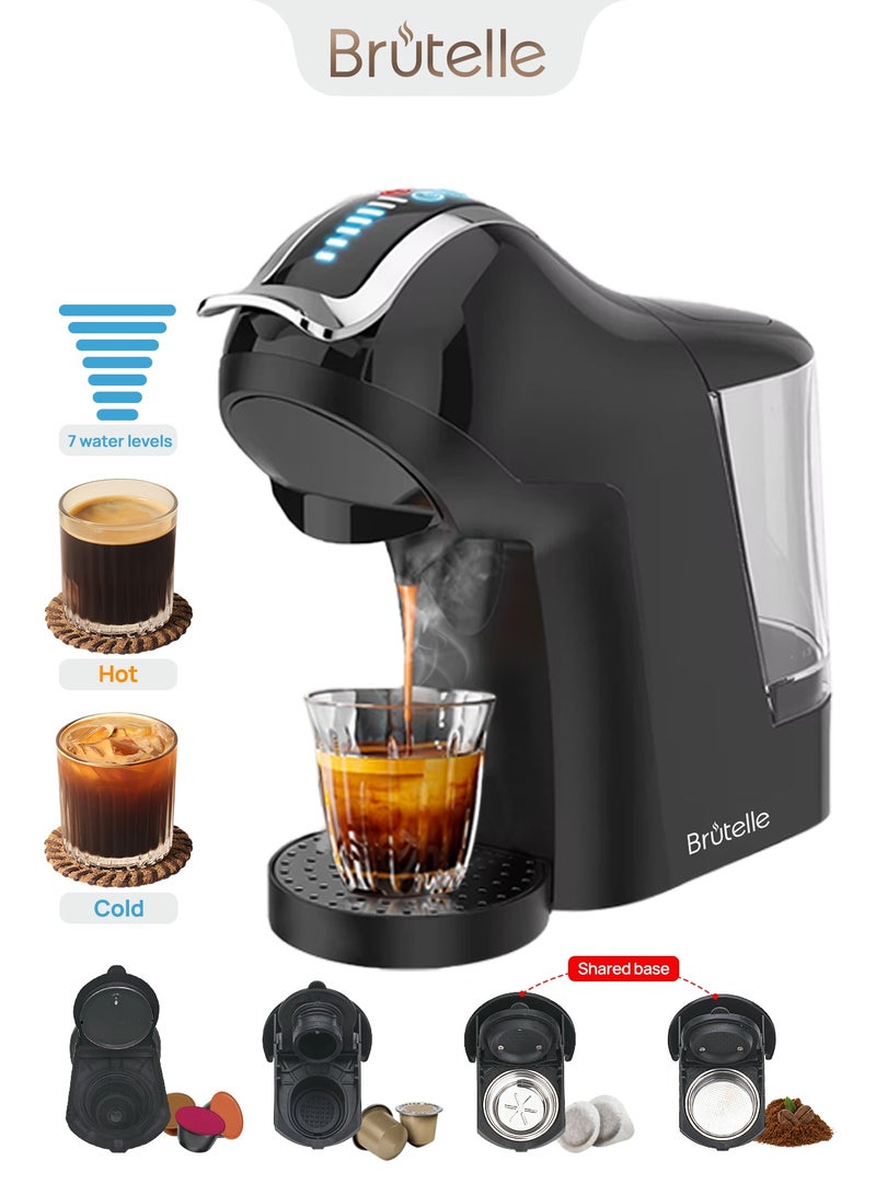 بريتيل 4 في 1 ماكينة قهوة اسبريسو ١٩ بار استخلاص ساخن وبارد خزان كبير شاشة لمس متوافقة مع نسبرسو دولتشي غوستو قهوة مطحونة واكياس ايسي - Image 1